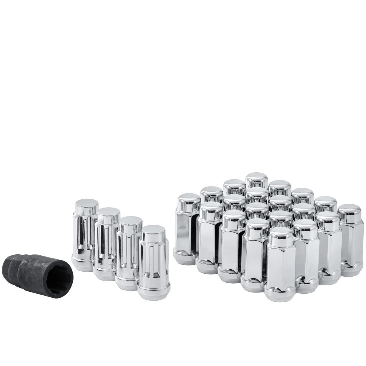 West Coast 1/2" Bulge Acorn Lug Nuts 3/4" Hex 1.9" 5 Lug Install Kit Chrome (W55012L)