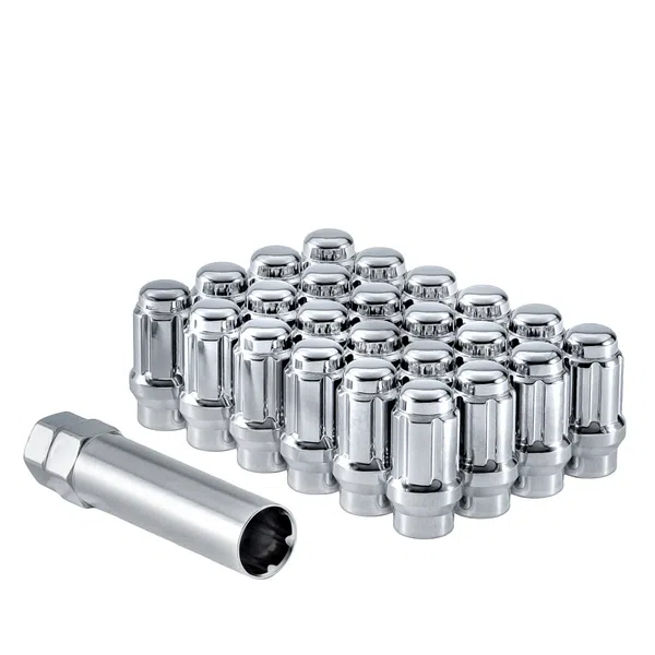 West Coast 1/2" Bulge Acorn Spline ET Lug Nuts 1.55" 6 Lug Install Kit Chrome (W56012SE)