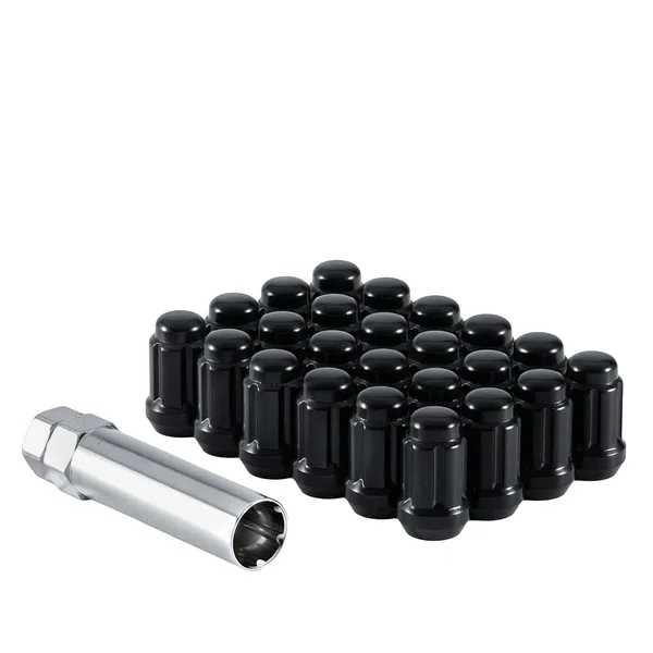 West Coast 1/2" Bulge Acorn Spline Lug Nuts 1.38" 5 Lug Install Kit Black (W55012SB)