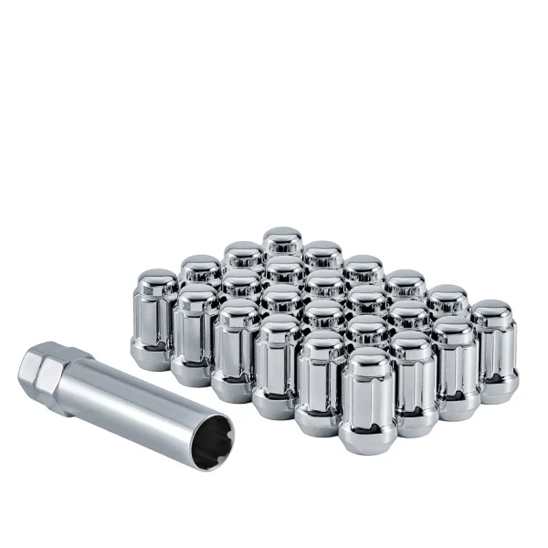 West Coast 1/2" Bulge Acorn Spline Lug Nuts 1.38" 5 Lug Install Kit Chrome - 87334 (W55012S)