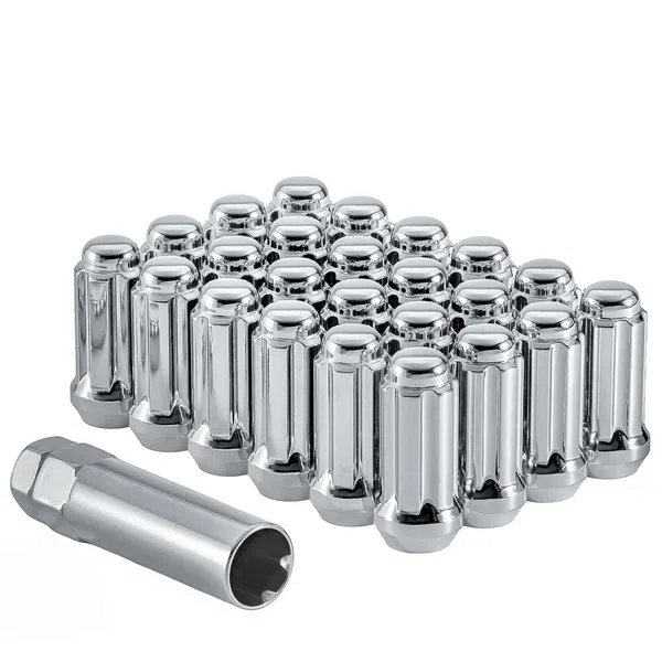 West Coast 1/2" Bulge Acorn Spline Lug Nuts 1.9" 5 Lug Install Kit Chrome (W5512ST)