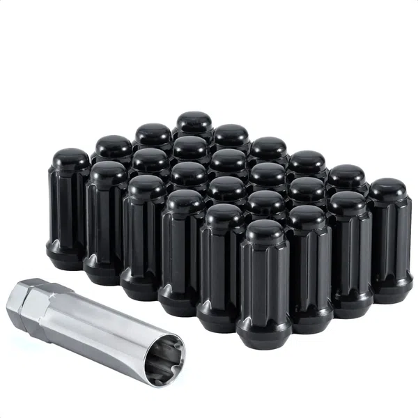 West Coast 1/2" Bulge Acorn Spline Lug Nuts 1.9" 6 Lug Install Kit Black (W5612STB)