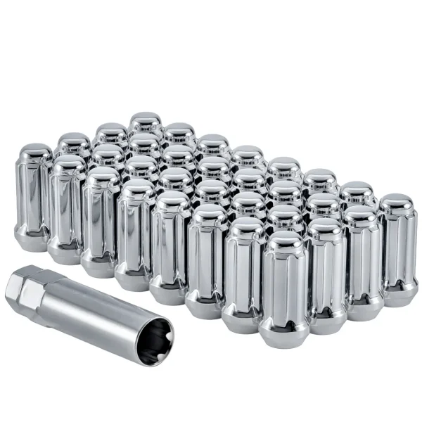 West Coast 1/2" Bulge Acorn Spline Lug Nuts 1.9" 8 Lug Install Kit Chrome (W5812ST)