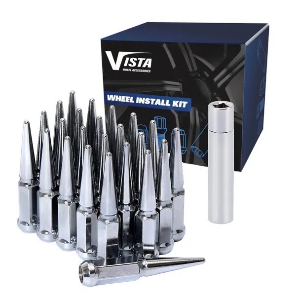 West Coast 1/2" Spike Lug Nuts 3/4" Hex 4.37" 6 Lug Install Kit Chrome (DPC56012LSPK)