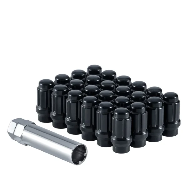 West Coast 12x1.25 Bulge Acorn Spline ET Lug Nuts 1.55" 6 Lug Install Kit Black (W56125SEB)