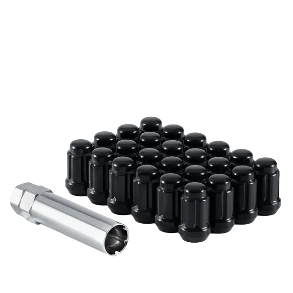 West Coast 12x1.25 Bulge Acorn Spline Lug Nuts 1.38" 6 Lug Install Kit Black (W56125SB)