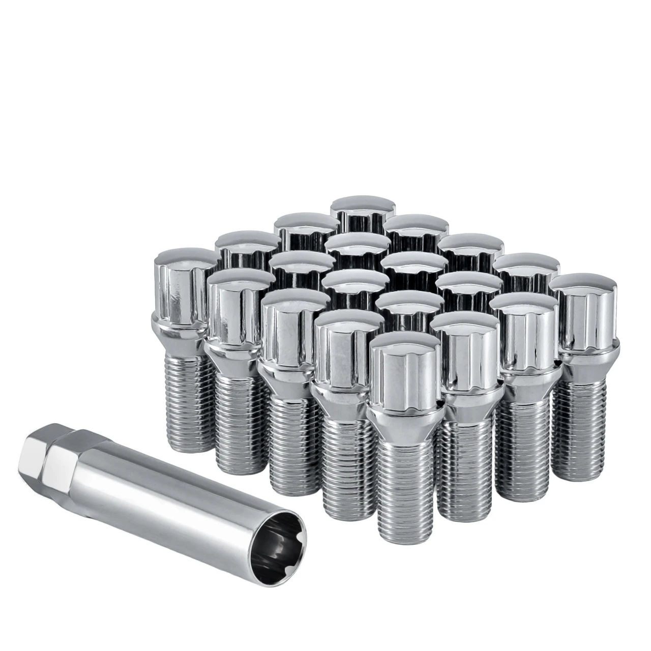 West Coast 12x1.25 Conical Spline Lug Bolt 27mm 5 Lug Install Kit Chrome (W27025DCB)