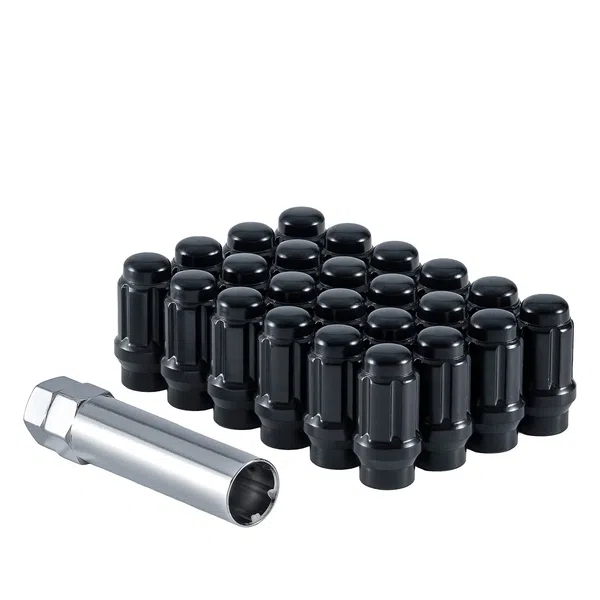 West Coast 12x1.5 Bulge Acorn Spline ET Lug Nuts 1.55" 6 Lug Install Kit Black (W56015SEB)