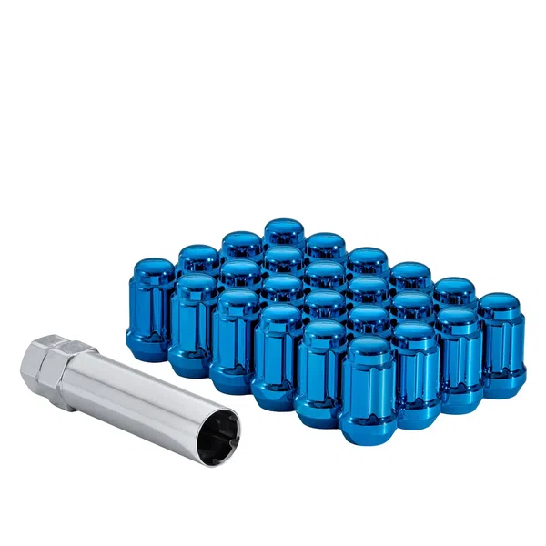 West Coast 12x1.5 Bulge Acorn Spline Lug Nuts 1.38" 6 Lug Install Kit Blue - 106099 (W56015SBL)
