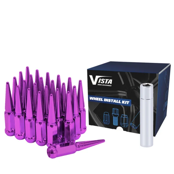 West Coast 12x1.5 Spike Lug Nuts 3/4" Hex 111mm 6 Lug Install Kit Purple (DPC56015LSPKP)
