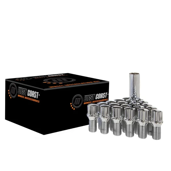 West Coast 14x1.25 Conical Spline Lug Bolt 27mm 5 Lug Install Kit Chrome (W27025CB)