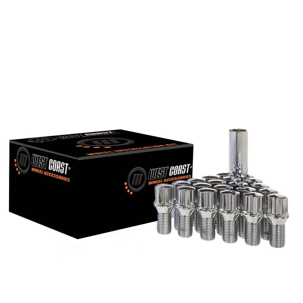 West Coast 14x1.25 Conical Spline Lug Bolt 27mm 5 Lug Install Kit Chrome (W27025CB)
