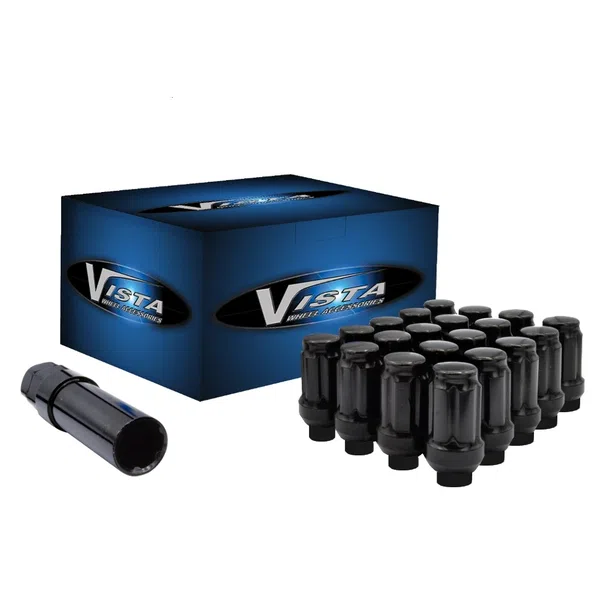 West Coast 14X1.5 Bulge Acorn Spline ET Lug Nuts 1.55" 6 Lug Install Kit Black, SD-02 (DPC5614SEB)