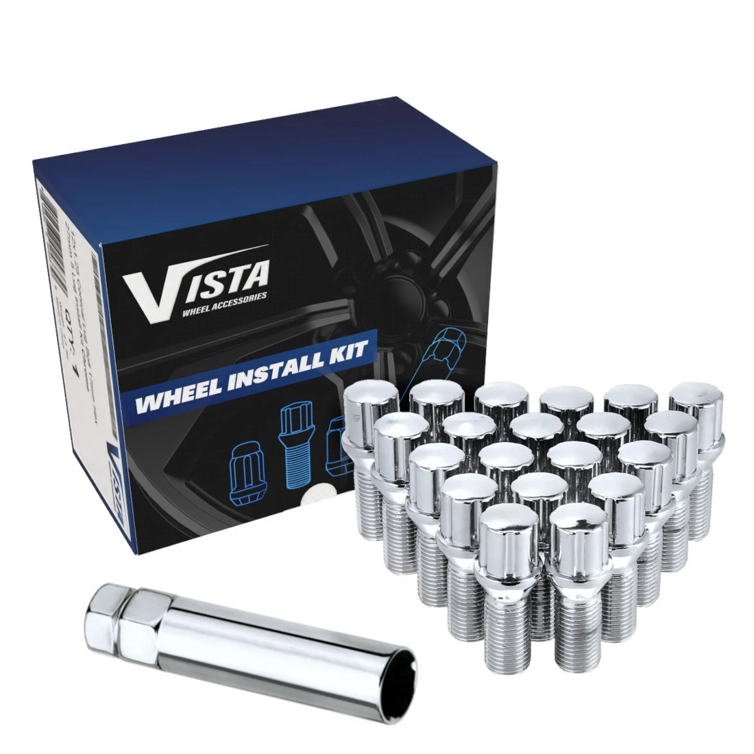 West Coast 14x1.5 Conical Spline Lug Bolt 22mm 5 Lug Install Kit Chrome (DPC22014CB)