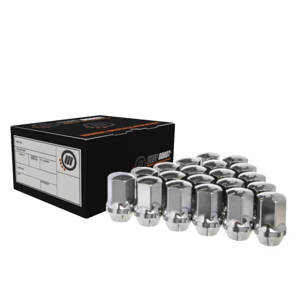 West Coast 14x1.5 OE Style Lug Nut 7/8" Hex 1.78" 6 Lug Install Kit Chrome Fits Chevy GM (W56236)