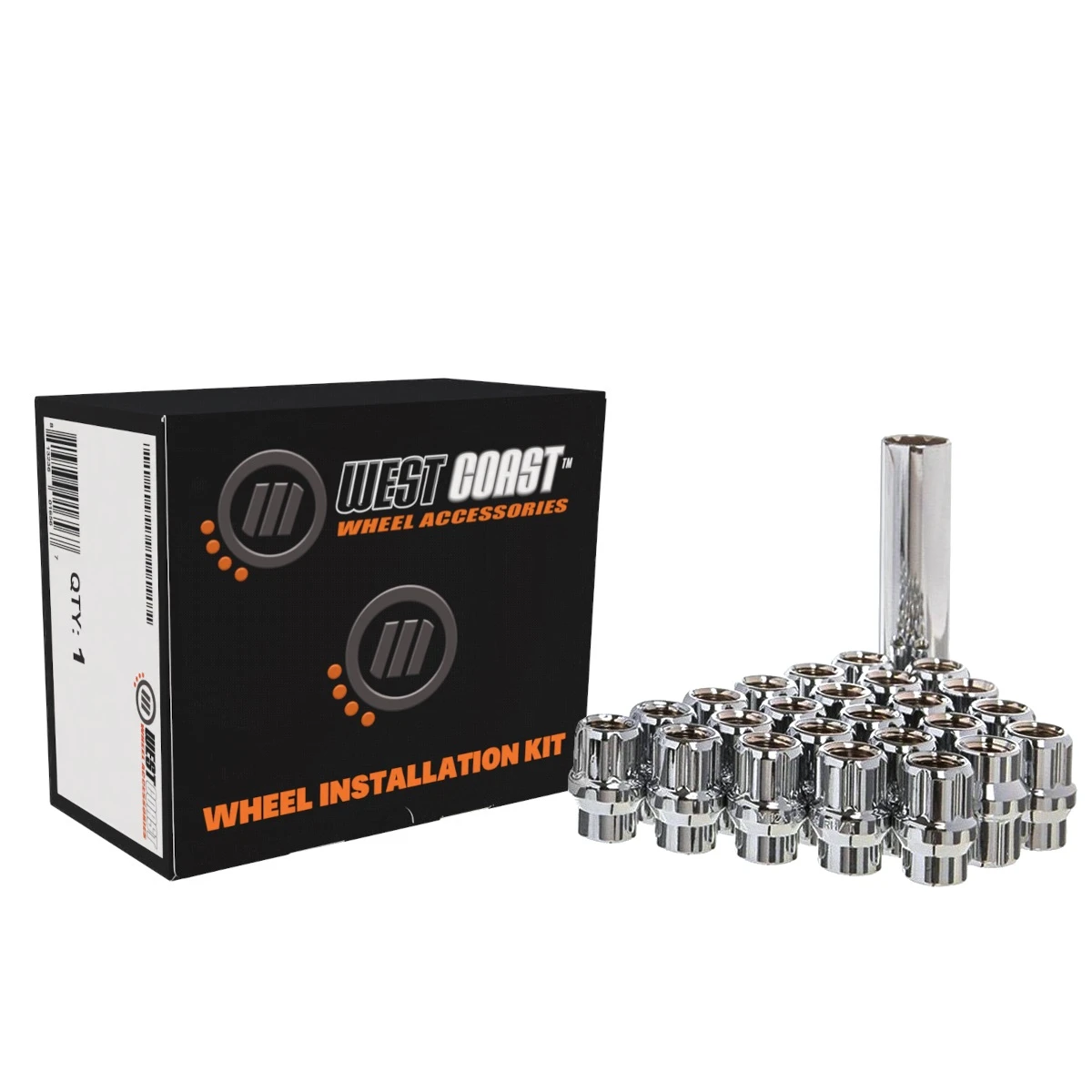West Coast 14x1.5 Open Bulge Acorn Spline ET Lug Nuts 1.15" 5 Lug Install Kit Chrome (W5514SEO) — product image 2