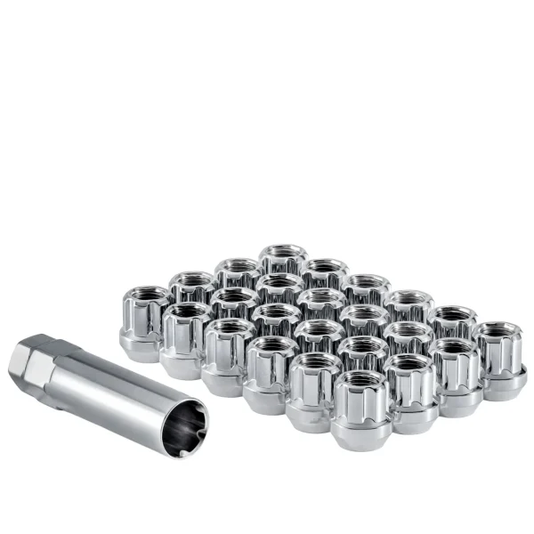 West Coast 14x1.5 Open Bulge Acorn Spline Lug Nuts 0.85" 5 Lug Install Kit Chrome (W5514STO)