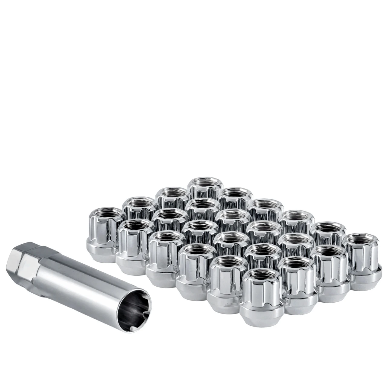 West Coast 14x1.5 Open Bulge Acorn Spline Lug Nuts 0.85" 6 Lug Install Kit Chrome (W5614STO)