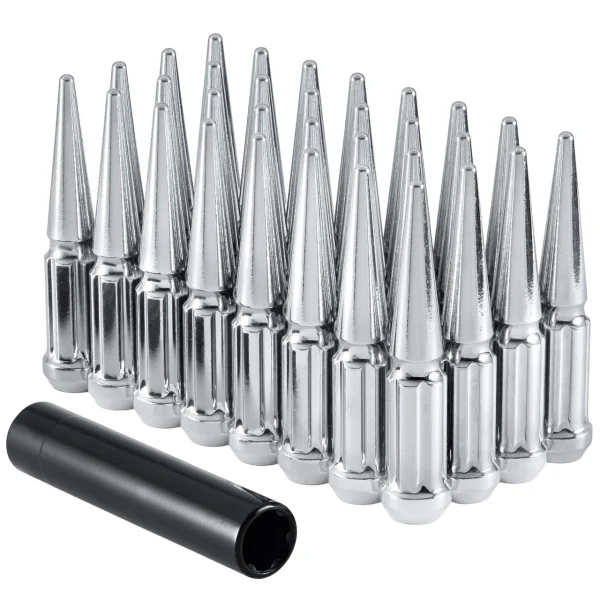 West Coast 14x2 Spike Lug Nuts 112mm 8 Lug Install Kit Chrome (W5842LSPKS)