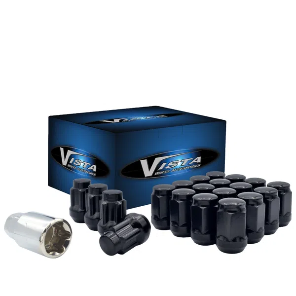 West Coast 7/16" Bulge Acorn Lug Nuts 3/4" Hex 1.38" 5 Lug Install Kit Black (DPC55716HB)