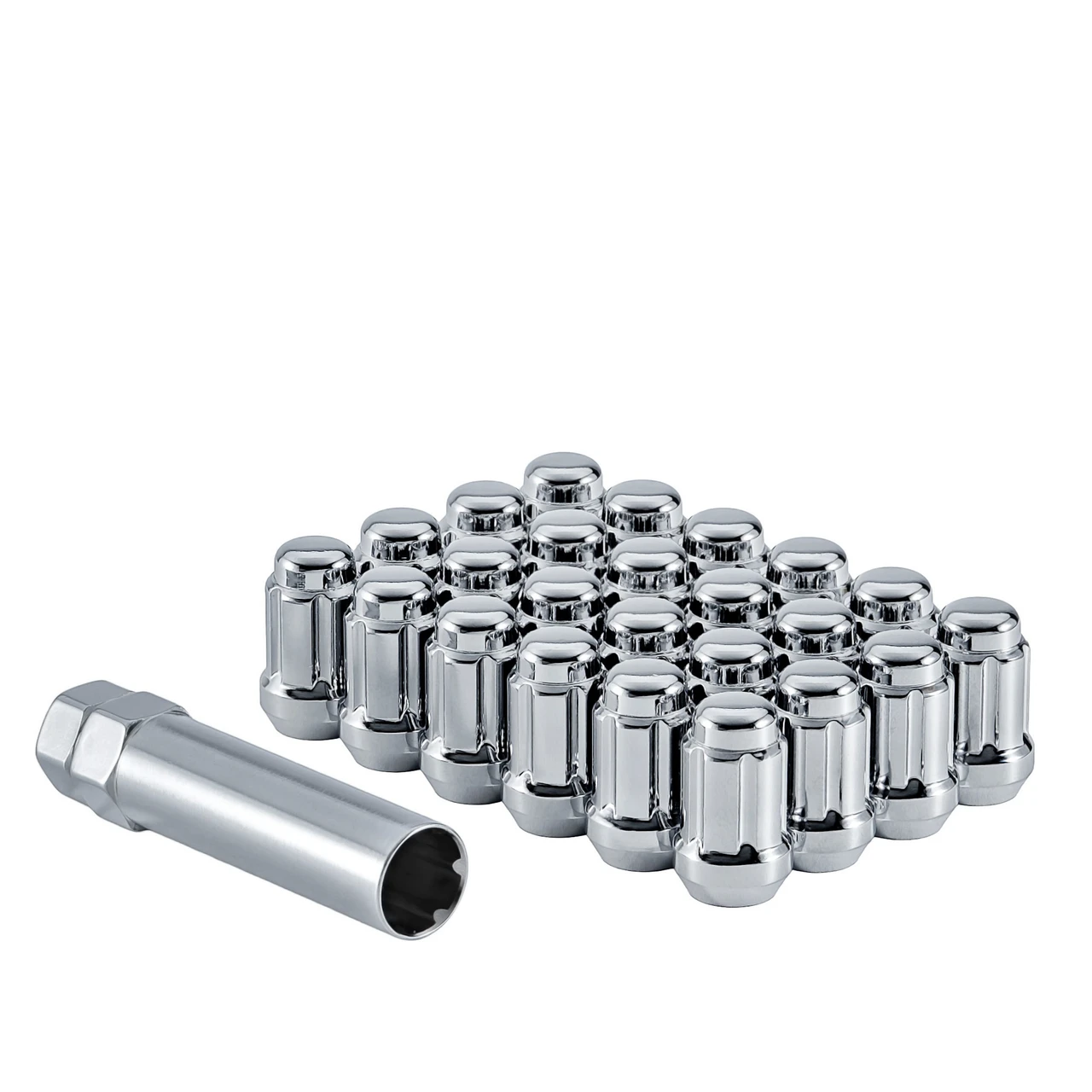 West Coast 7/16" Bulge Acorn Spline Lug Nuts 1.38" 5 Lug Install Kit Chrome (W55716S) — product image 2