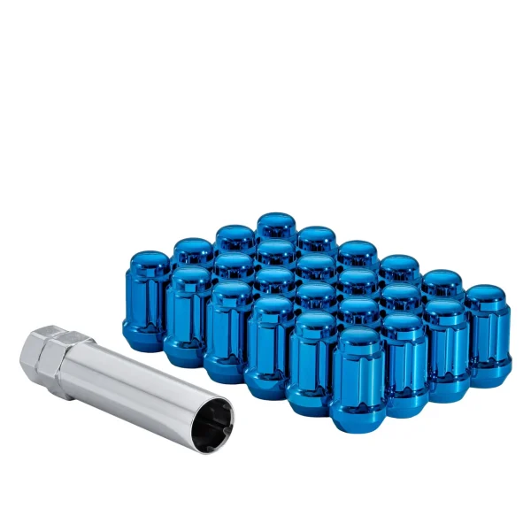 West Coast 7/16" Bulge Acorn Spline Lug Nuts 1.38" 6 Lug Install Kit Blue - 106104 (W56716SBL)