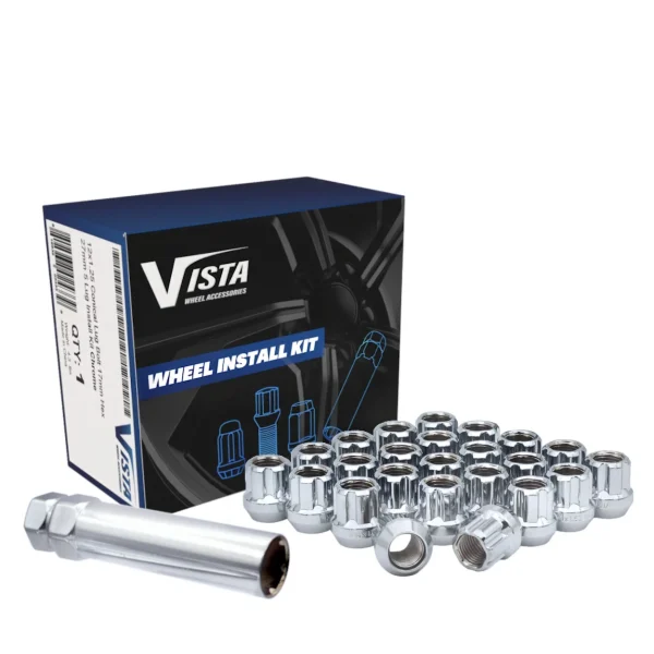 West Coast 7/16" Open Bulge Acorn Spline Lug Nuts 0.85" 6 Lug Install Kit Chrome (DPC56716STO)