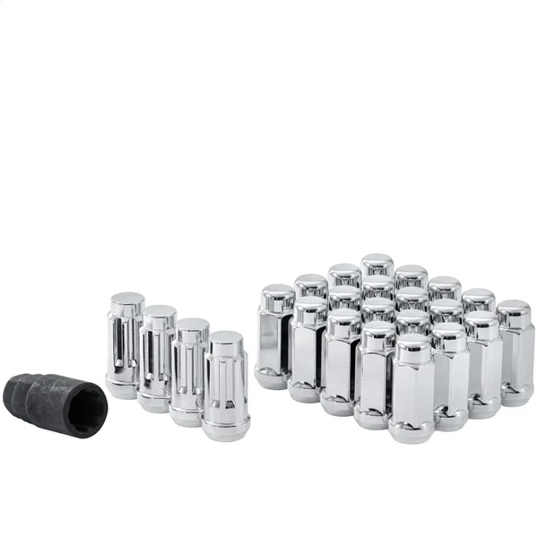 West Coast 9/16" Bulge Acorn Lug Nuts 3/4" Hex 1.9" 8 Lug Install Kit Chrome (W58096L)