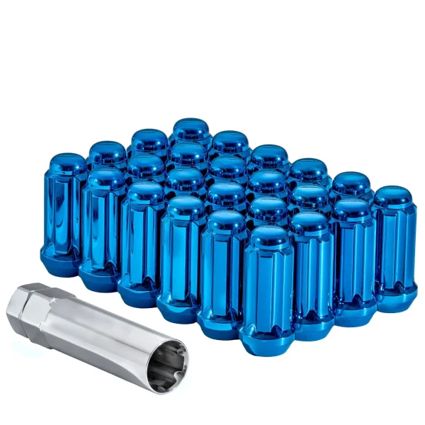 West Coast 9/16" Bulge Acorn Spline Lug Nuts 1.9" 8 Lug Install Kit Blue - 106110 (W5896STBL)