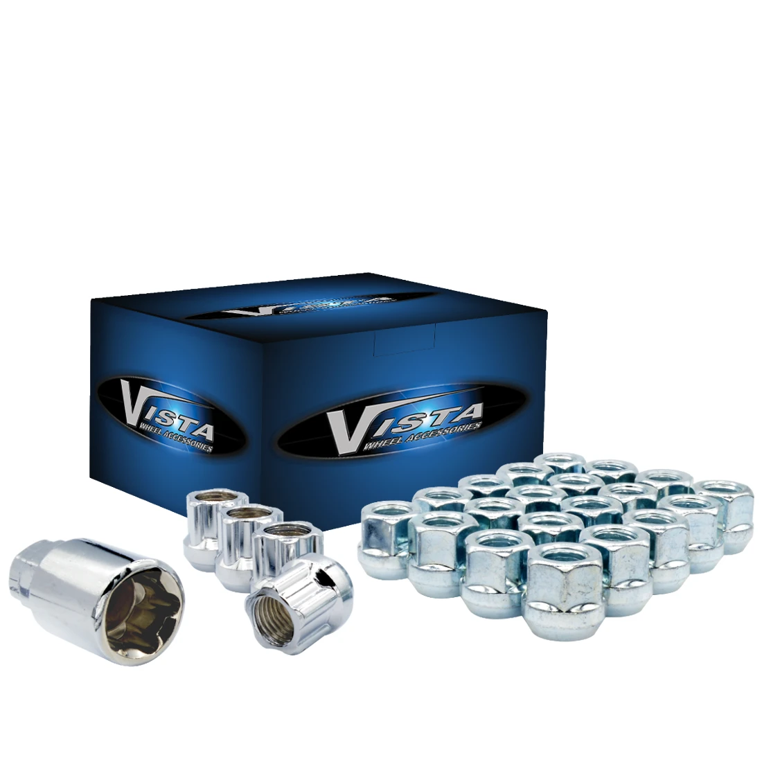 West Coast 9/16" Open Bulge Acorn Lug Nuts 3/4" Hex 0.85" 6 Lug Install Kit Chrome (DPC56096O)