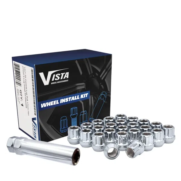 West Coast 9/16" Open Bulge Acorn Spline Lug Nuts 0.85" 5 Lug Install Kit Chrome (DPC5596STO)