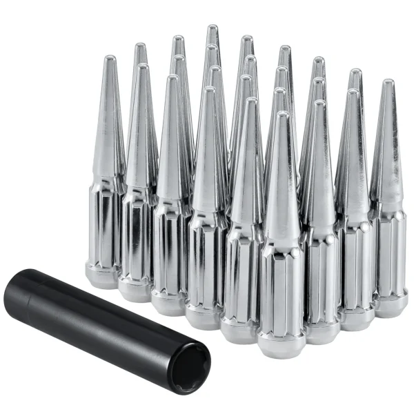 West Coast 9/16" Spike Lug Nuts 4.37" 5 Lug Install Kit Chrome (W5596LSPKS)