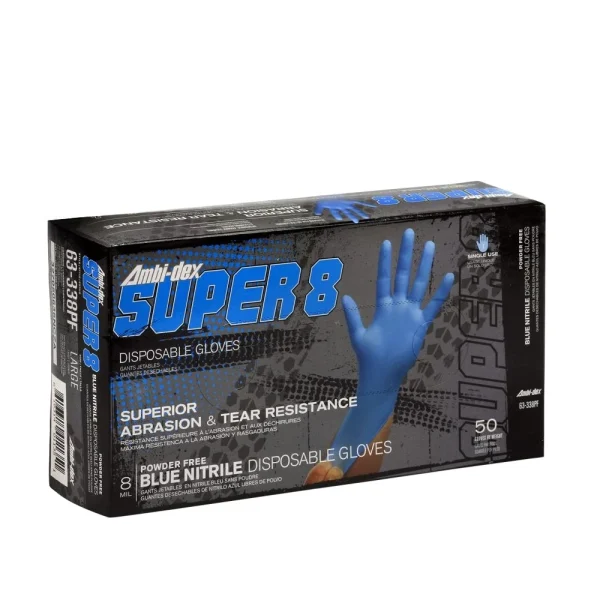 West Coast Disposable Nitrile Glove, Powder Free - 8 mil, Large - 50/Box (W-63-338PFL)