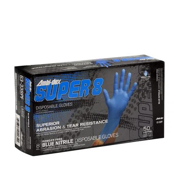 West Coast Disposable Nitrile Glove, Powder Free - 8 mil, Medium - 50/Box (W-63-338PFM)