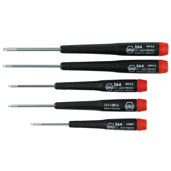 Wiha 26491 5-Piece Metric Precision Ball End Hex Screwdriver Set (26491)