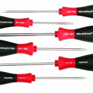 Wiha SoftFinish Screwdriver Set, Slotted, Phillips, Square (30291)