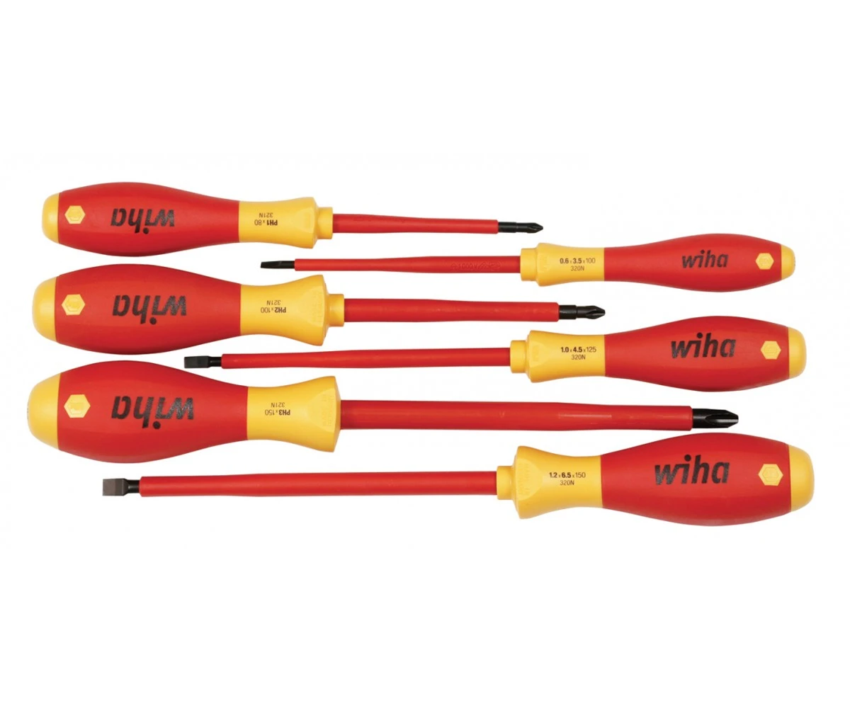 Wiha Insulated Screwdriver Set, Slotted & Phillips, 1000V, 6 Pc (32092)