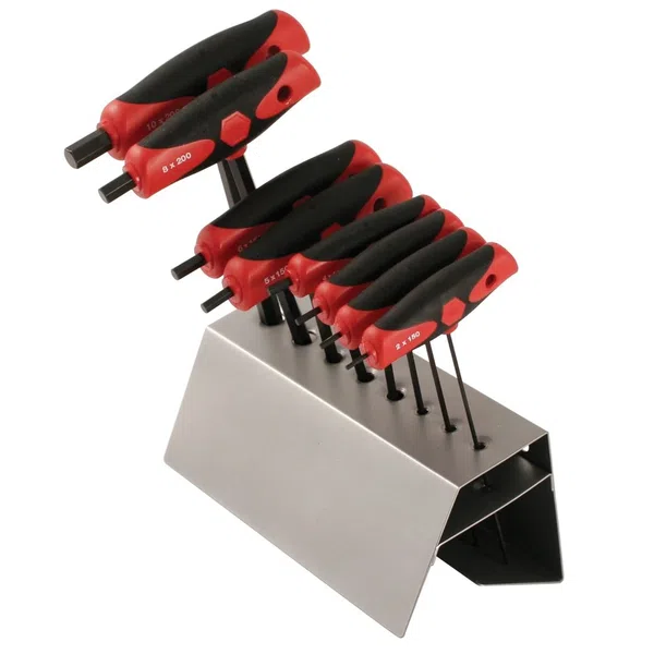Wiha SoftGrip Metric T-Handle Set Soft Grip Ball End Hex, 8-Piece (33489)