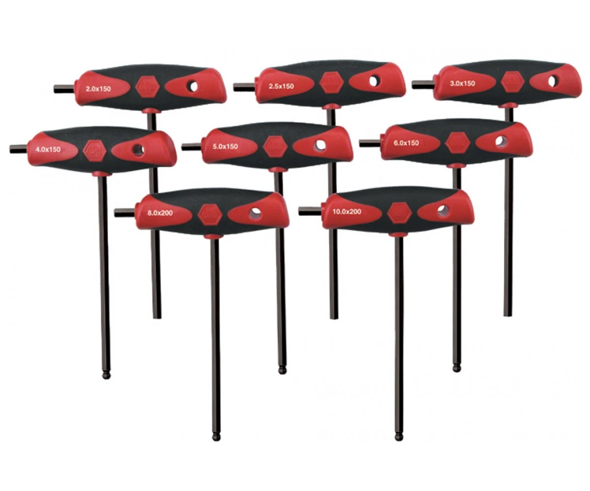 Wiha Soft Grip Dual Drive Ball End Hex T-Handle, 8pc Set (33496)