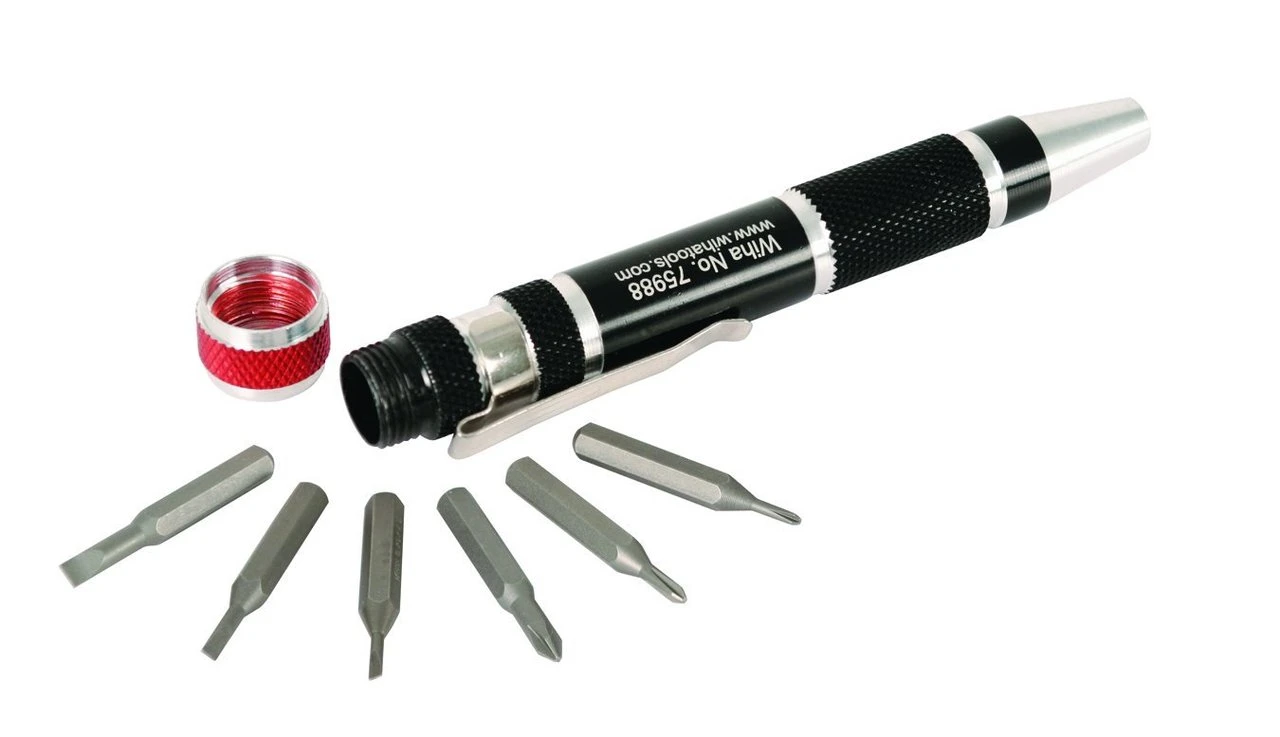 Wiha Micro Bit Handle Storage Set with Pocket Clip, 7-Piece (75981)