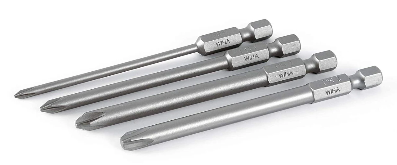 Wiha Phillips Power Blade Set #0 #1 #2 #3, 90mm Long Bits (76094)