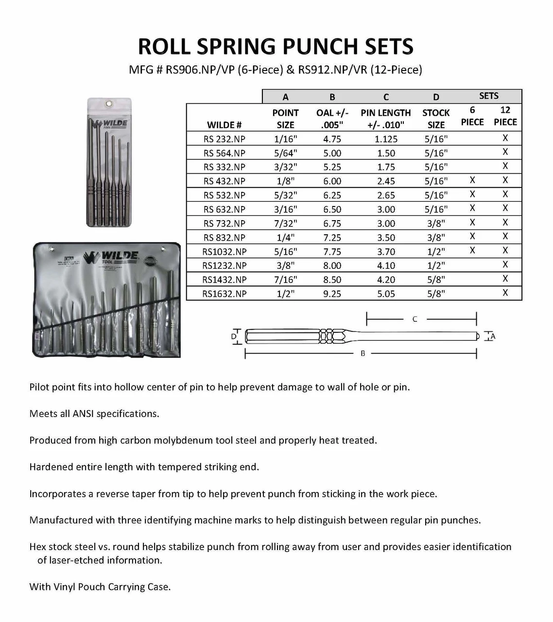 Wilde Tool Rs 532 Roll Spring Punch, 5/32 Inch (RS 532.NP/HT) — product image 5
