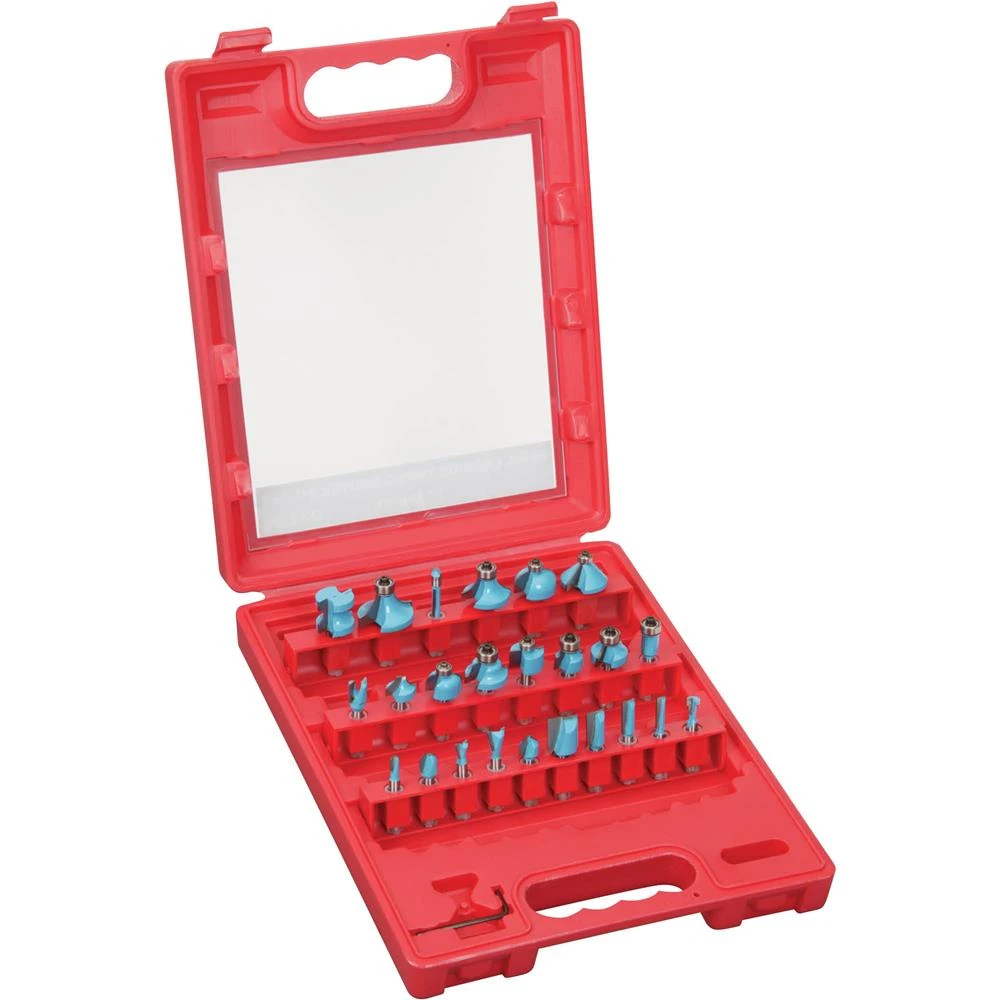 Shop Fox 24-Piece Carbide Tipped Router Bit Set 1/4 Inch Shank (D3724)