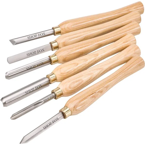 Shop Fox 6-Piece HSS Lathe Chisel Set with Ash Handles and Aluminum Case (D3783)