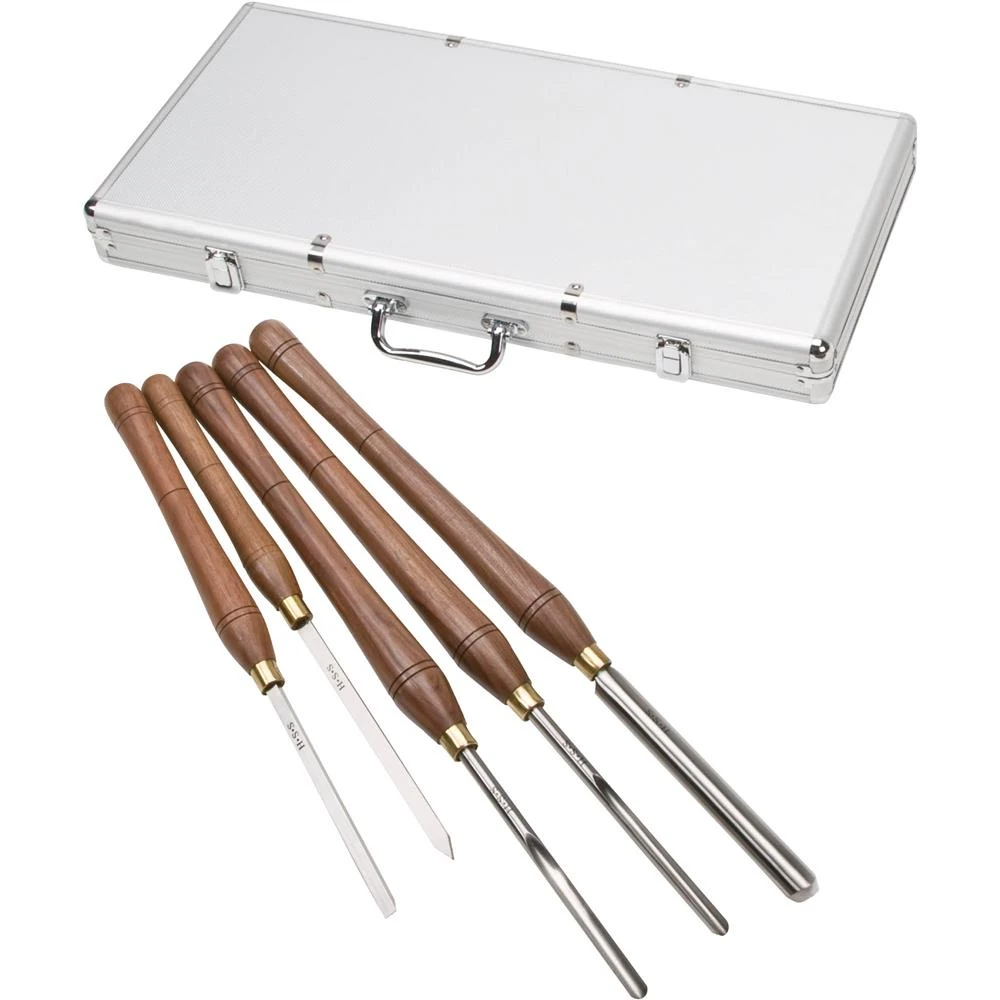Shop Fox 5-Piece Deluxe HSS Lathe Chisel Set with Walnut Handles (D3790) — product image 2
