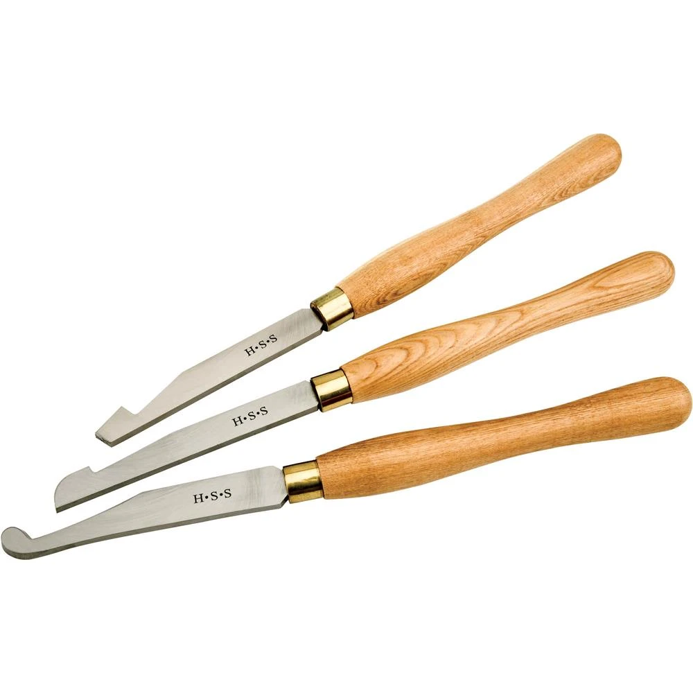 Shop Fox 3 Piece HSS Lathe Chisel Set with Ash Handles and Wooden Box (D4058) — product image 2