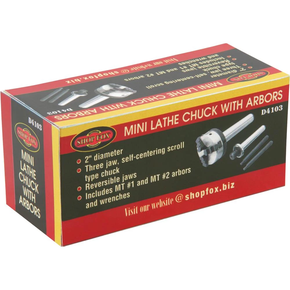 Shop Fox 2-Inch Diameter 3-Jaw Mini Lathe Chuck with MT#1 and MT#2 Arbors (D4103) — product image 2