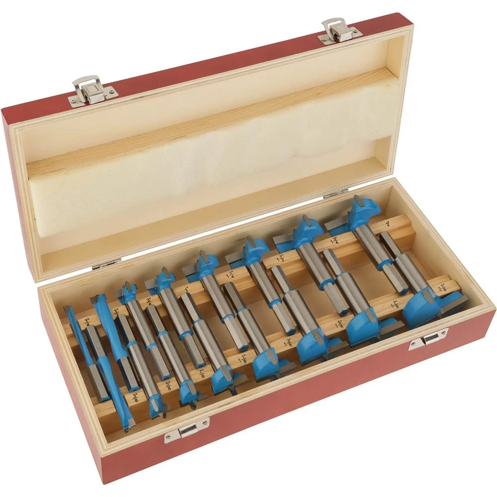 Shop Fox 16 Piece Forstner Bit Set 1/4 to 2-1/8 Inch Carbide Hex Shank (DC1917)