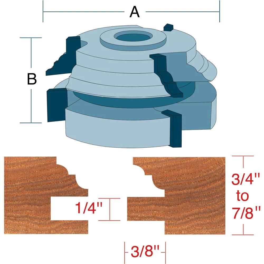 Shop Fox Stile and Rail Cabinet Set Bead Cove Profile 3/4 Inch Bore (DC2163) — product image 3