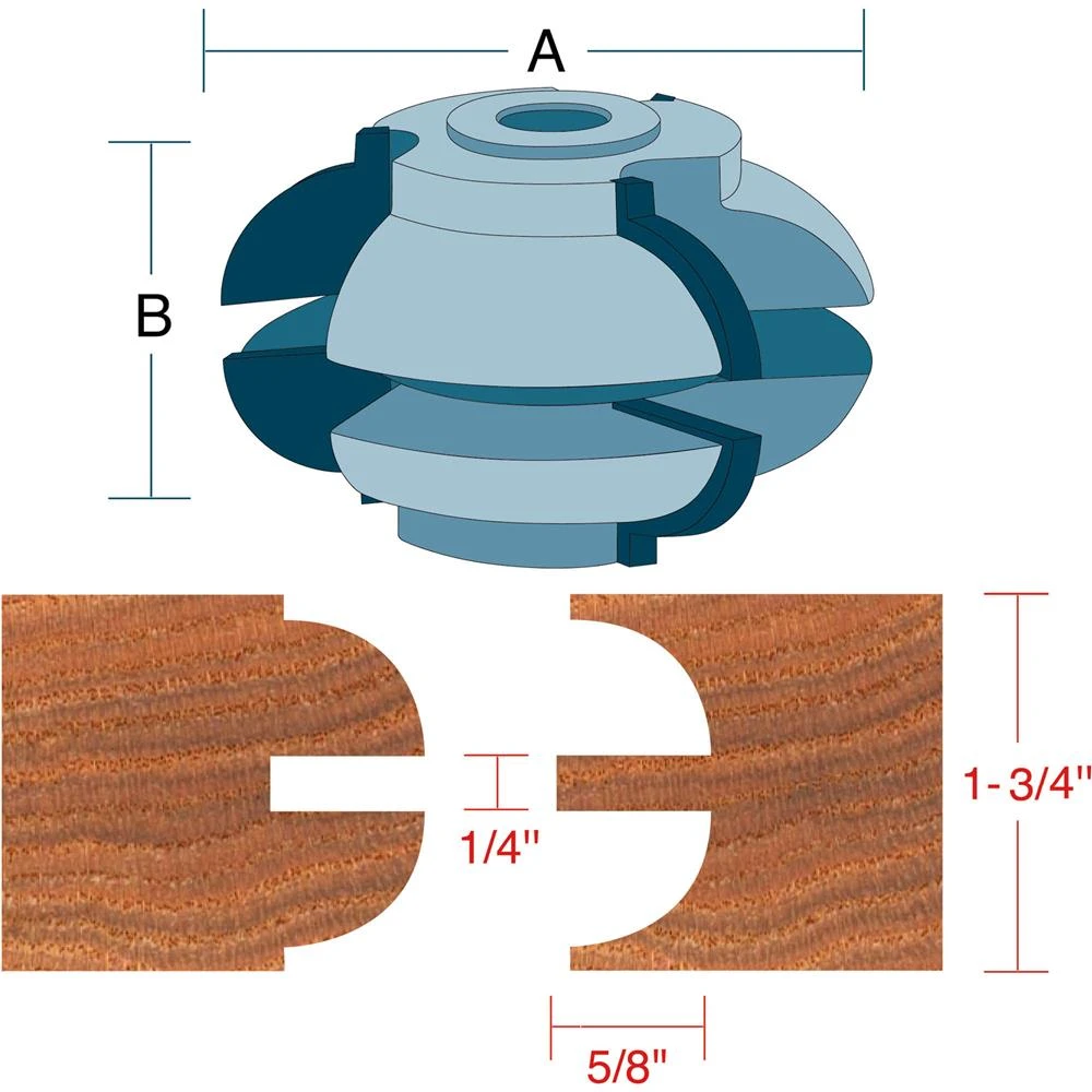 Shop Fox Stile Rail Quarter Round Set Entry Door 3/4 Bore Shaper Cutter (DC2172) — product image 3